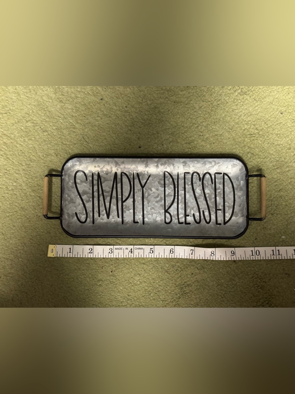 Hobby Lobby Metal Tray Sign - Silver with Black Lettering and Wood Handles